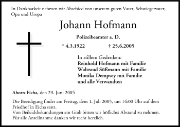 Anzeige von Johann Hofmann von MGO