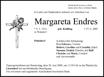 Anzeige von Margareta Endres von MGO