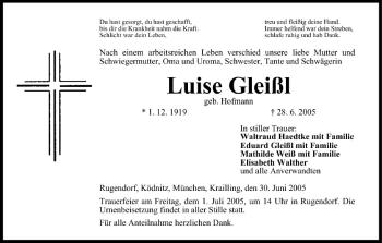 Anzeige von Luise Gleißl von MGO
