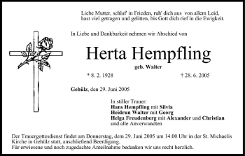 Anzeige von Herta Hempfling von MGO