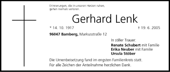 Anzeige von Gerhard Lenk von MGO