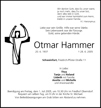 Anzeige von Otmar Hammer von MGO
