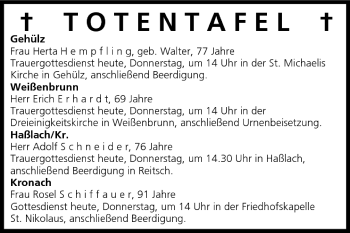 Anzeige von Totentafel vom 30.06.2005 von MGO