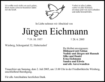 Anzeige von Jürgen Eichmann von MGO