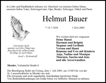 Anzeige von Helmut Bauer von MGO