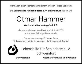 Anzeige von Otmar Hammer von MGO