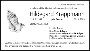 Anzeige von Hildegard Krappmann von MGO