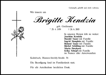Anzeige von Brigitte Kendzia von MGO