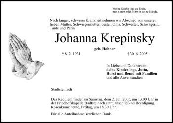 Anzeige von Johanna Krepinsky von MGO