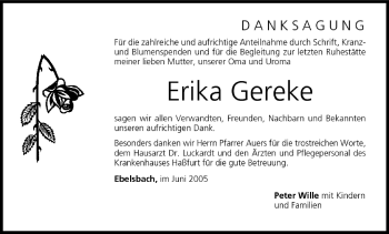 Anzeige von Erika Gereke von MGO