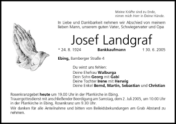 Anzeige von Josef Landgraf von MGO