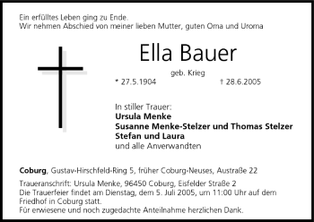 Anzeige von Ella Bauer von MGO