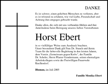 Anzeige von Horst Ebert von MGO