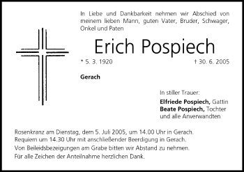 Anzeige von Erich Pospiech von MGO