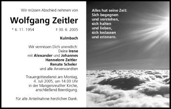 Anzeige von Wolfgang Zeitler von MGO