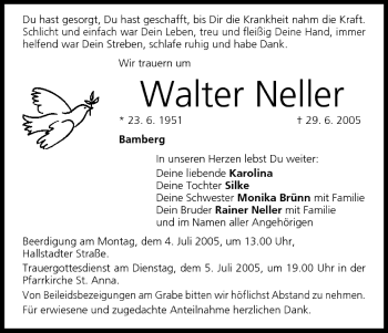 Anzeige von Walter Neller von MGO