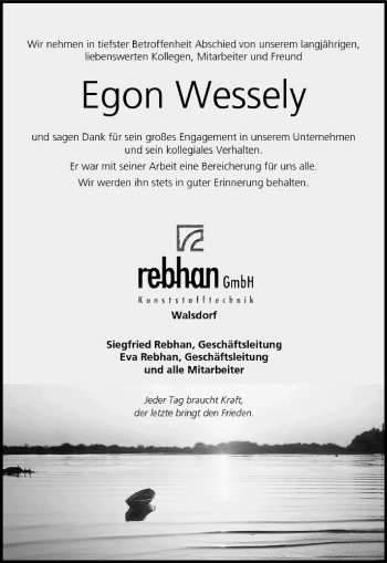 Anzeige von Egon Wessely von MGO
