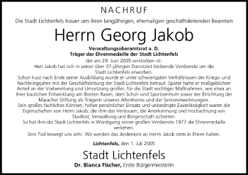 Anzeige von Georg Jakob von MGO