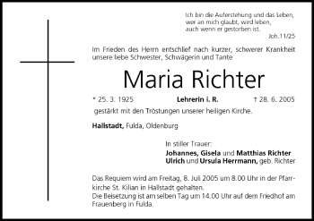 Anzeige von Maria Richter von MGO