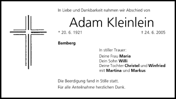 Anzeige von Adam Kleinlein von MGO