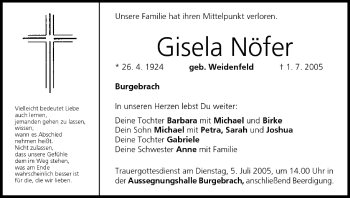 Anzeige von Gisela Nöfer von MGO