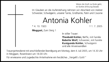 Anzeige von Antonia Kohler von MGO