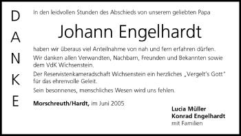 Anzeige von Johann Engelhardt von MGO