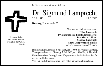 Anzeige von Sigmund Lamprecht von MGO