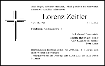 Anzeige von Lorenz Zeitler von MGO