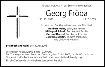 Anzeige von Georg Fröba von MGO