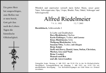 Anzeige von Alfred Riedelmeier von MGO