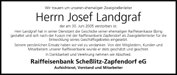 Anzeige von Josef Landgraf von MGO