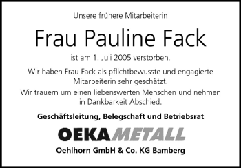 Anzeige von Pauline Fack von MGO