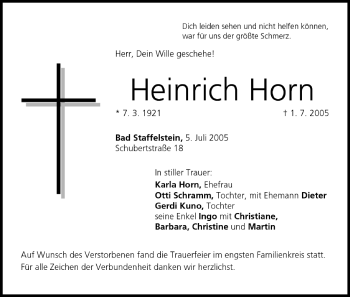 Anzeige von Heinrich Horn von MGO