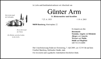 Anzeige von Günter Arm von MGO