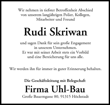 Anzeige von Rudi Skriwan von MGO