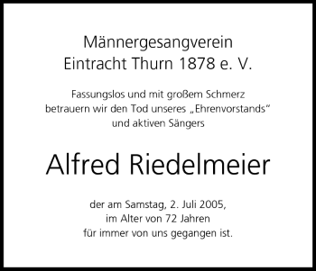 Anzeige von Alfred Riedelmeier von MGO