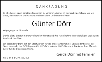 Anzeige von Günter Dörr von MGO