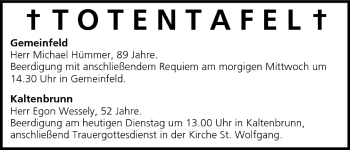 Anzeige von Totentafel vom 05.07.2005 von MGO