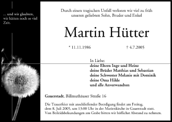 Anzeige von Martin Hütter von MGO