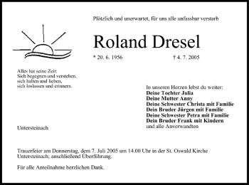 Anzeige von Roland Dresel von MGO