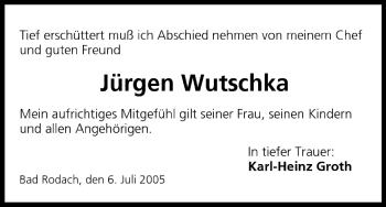 Anzeige von Jürgen Wutschka von MGO