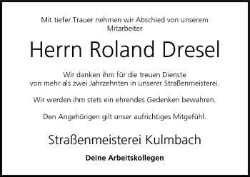 Anzeige von Roland Dresel von MGO