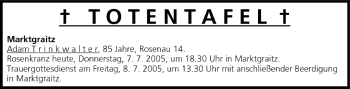 Anzeige von Totentafel vom 07.07.2005 von MGO