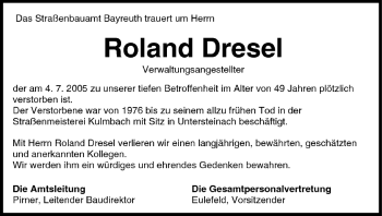Anzeige von Roland Dresel von MGO