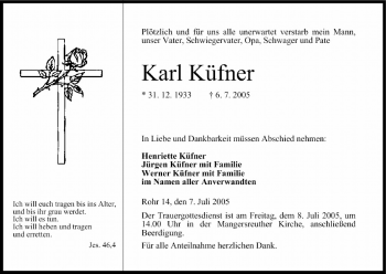 Anzeige von Karl Küfner von MGO