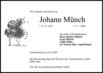 Anzeige von Johann Münch von MGO