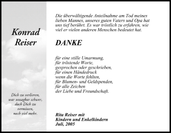 Anzeige von Konrad Reiser von MGO