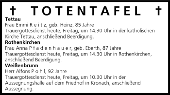 Anzeige von Totentafel vom 08.07.2005 von MGO