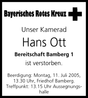 Anzeige von Hans Ott von MGO